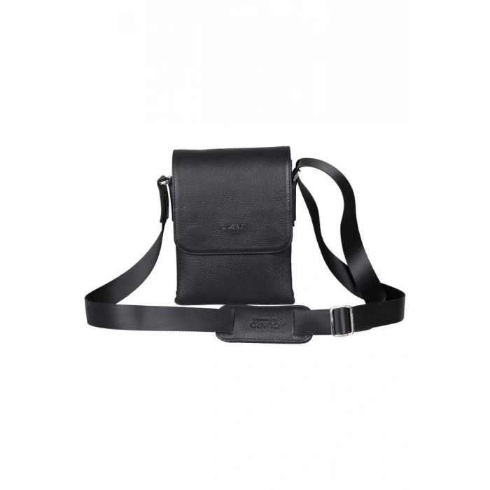 Guard Siyah Deri Çok Bölmeli Omuz Çantası