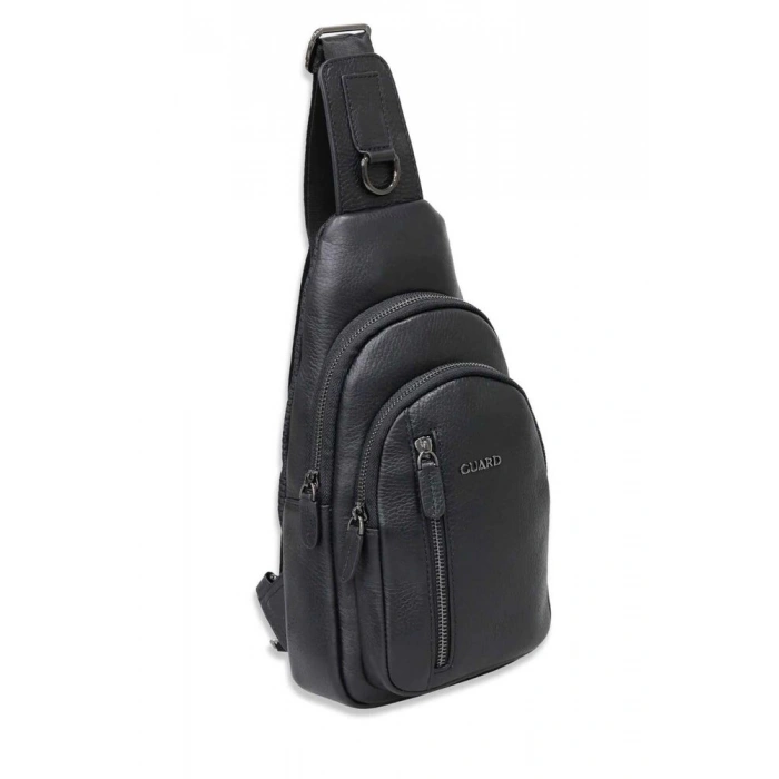 Guard Siyah Hakiki Deri Çapraz Çanta