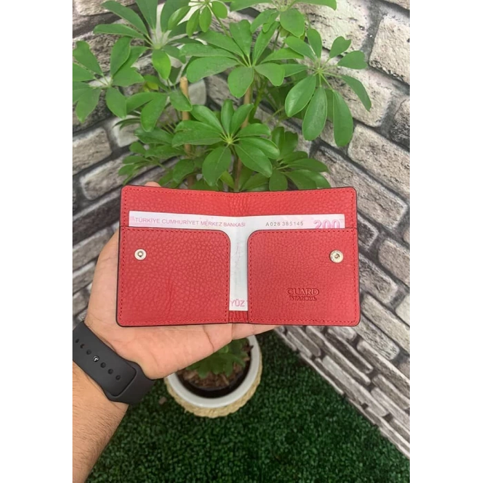 Guard Siyah / Kırmızı Patlı Tasarım Deri Kartlık