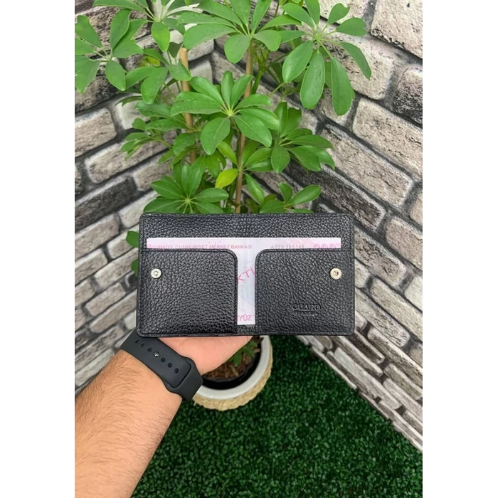 Guard Siyah Parlak Patlı Tasarım Deri Kartlık
