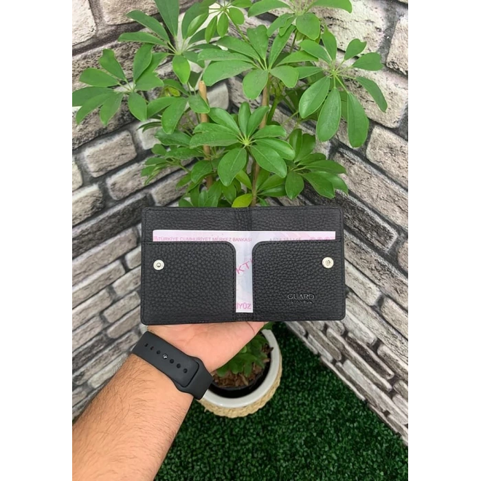 Guard Siyah Patlı Tasarım Deri Kartlık