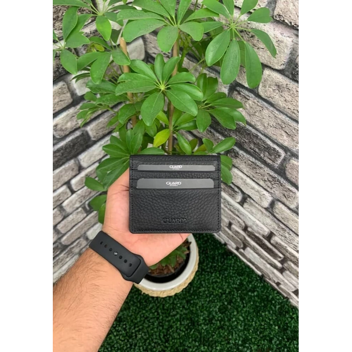 Guard Siyah Patlı Tasarım Deri Kartlık