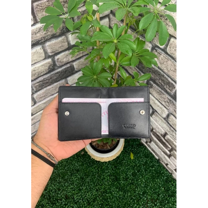 Guard Siyah Yol Desenli Patlı Tasarım Deri Kartlık