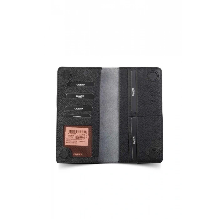 Guard Telefon Girişli Deri Erkek/Kadın Portföy Cüzdan - Siyah