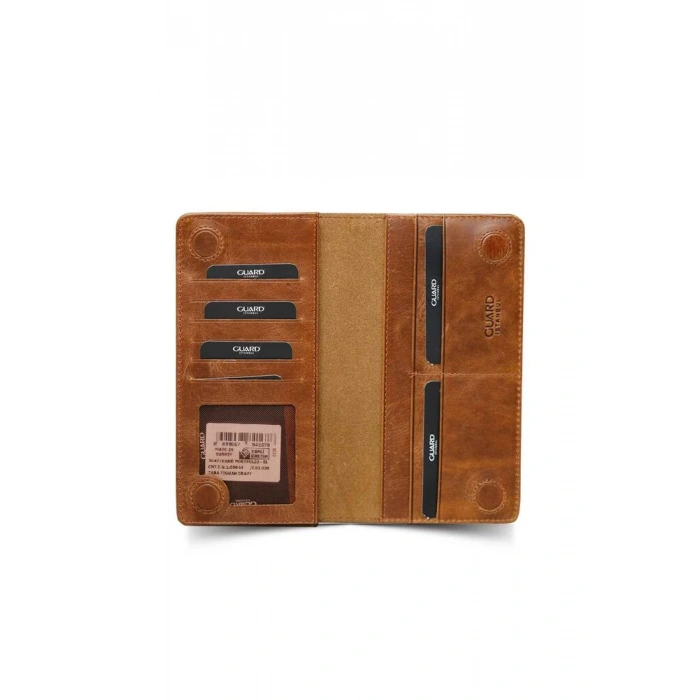Guard Telefon Girişli Deri Erkek/Kadın Portföy Cüzdan - Tiguan Taba