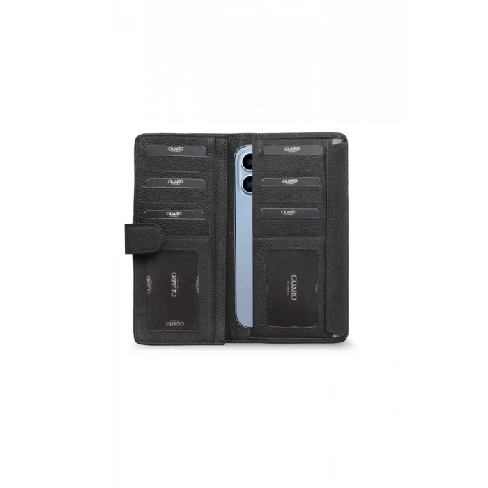 Guard Telefon Girişli Patlı Deri El Portföyü- Kahverengi