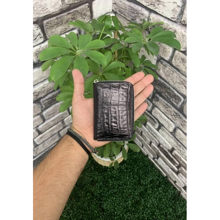 Guard Timsah Baskılı Siyah Deri Kartlık