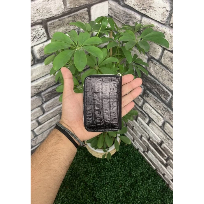 Guard Timsah Baskılı Siyah Deri Kartlık