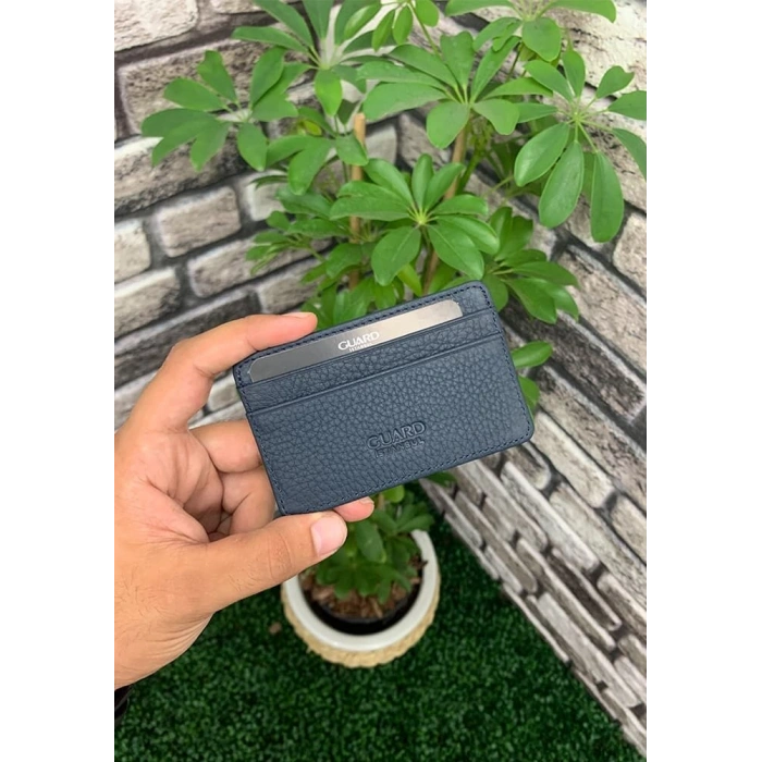 Guard Ultra İnce Unisex Lacivert Minimal Deri Kartlık