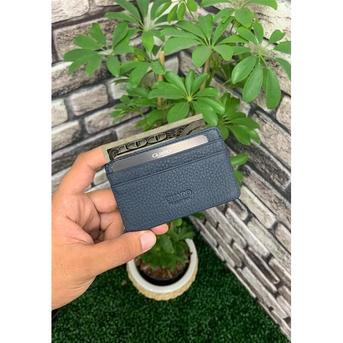 Guard Ultra İnce Unisex Lacivert Minimal Deri Kartlık