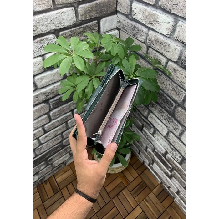 Guard Yeşil Fermuarlı ve Deri Patlı El Portföyü