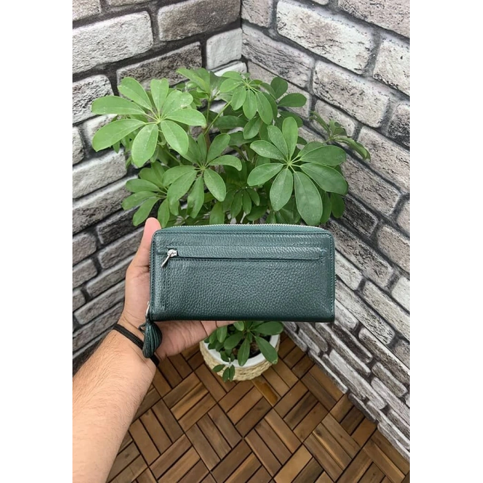 Guard Yeşil Fermuarlı ve Deri Patlı El Portföyü