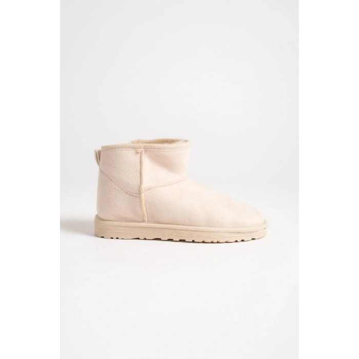 JOLIE Bağcıksız Düz Taban İçi Kürklü Kısa Süet Kadın Bot SKT - Krem