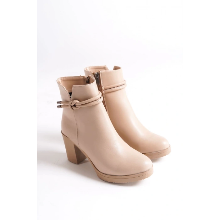 JULY Fermuarlı Ortopedik Taban Topuklu Kadın Bot CTT - Ten