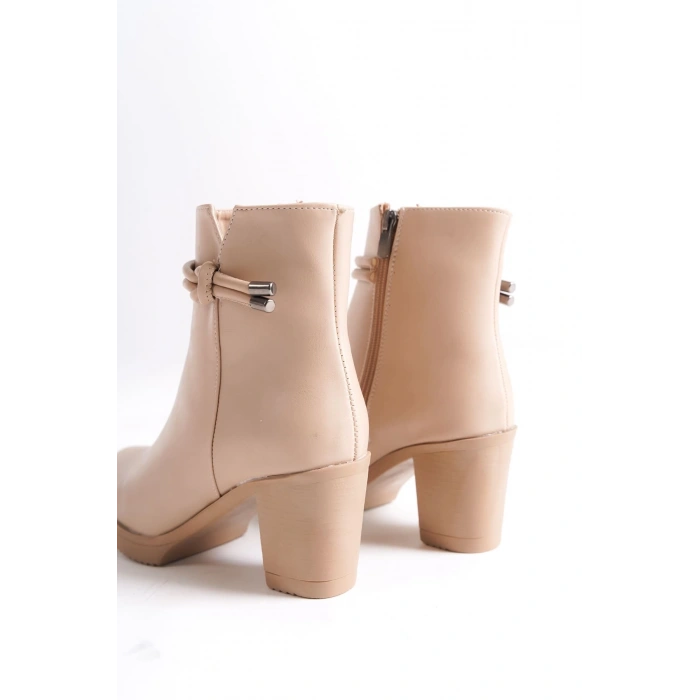 JULY Fermuarlı Ortopedik Taban Topuklu Kadın Bot CTT - Ten