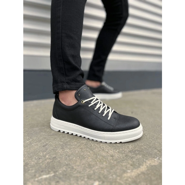 JY152 Cool Bağcıklı Cilt Erkek Günlük Spor Klasik Ayakkabı CBT - Siyah