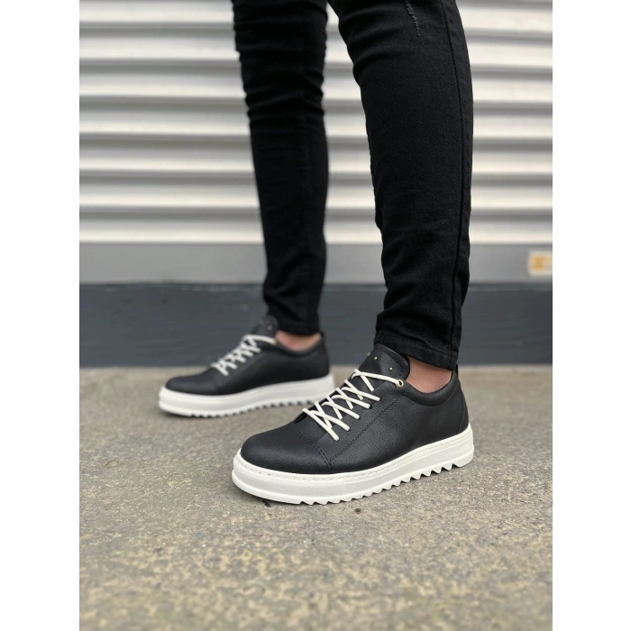 JY152 Cool Bağcıklı Cilt Erkek Günlük Spor Klasik Ayakkabı CBT - Siyah
