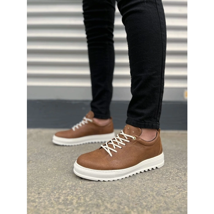 JY152 Cool Bağcıklı Cilt Erkek Günlük Spor Klasik Ayakkabı CBT - Taba