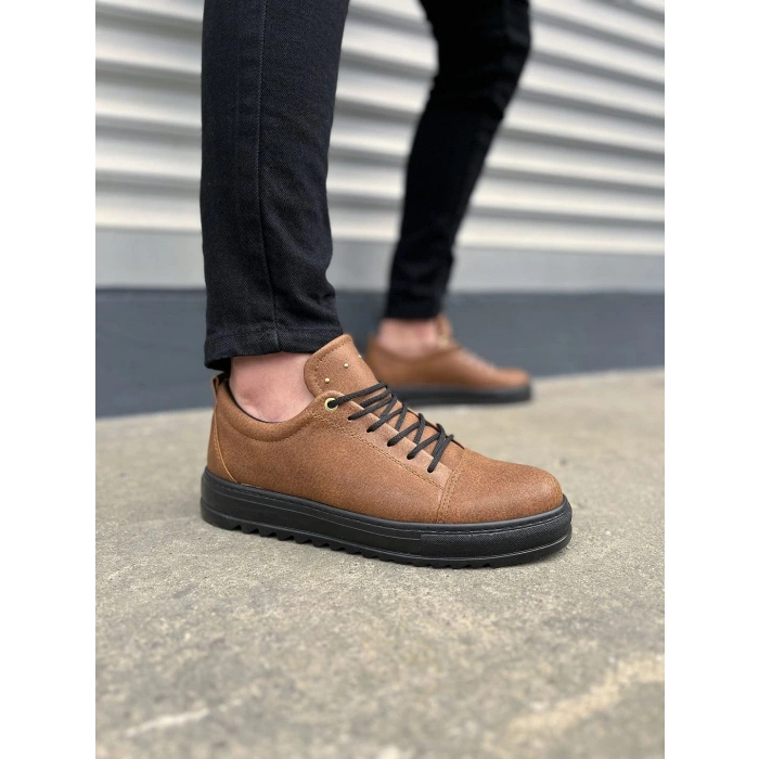 JY152 Cool Bağcıklı Cilt Erkek Günlük Spor Klasik Ayakkabı CST - Taba