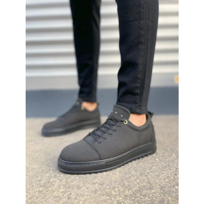 JY152 Cool Bağcıklı Keten Erkek Günlük Spor Klasik Ayakkabı KST - Siyah