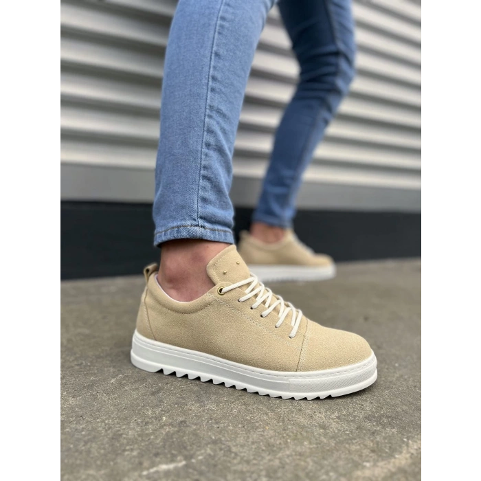 JY152 Cool Bağcıklı Süet Erkek Günlük Spor Klasik Ayakkabı SBT - Krem