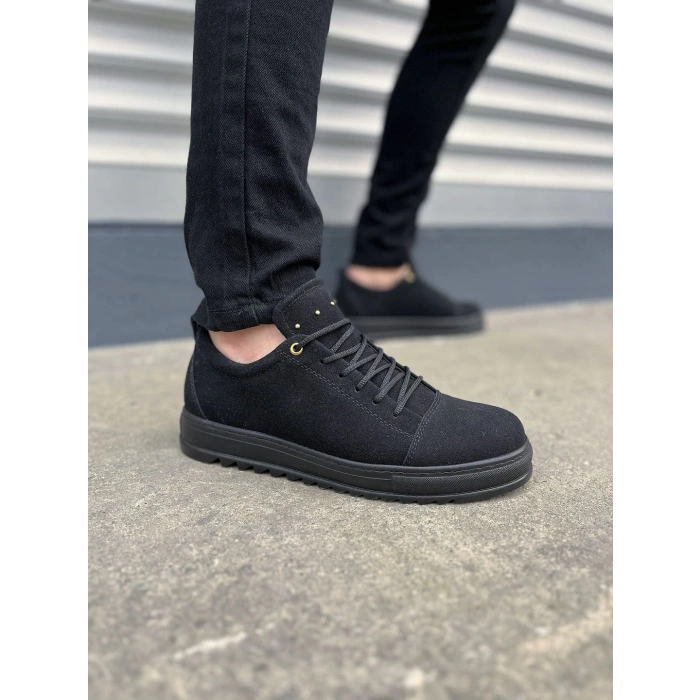 JY152 Cool Bağcıklı Süet Erkek Günlük Spor Klasik Ayakkabı SST - Siyah