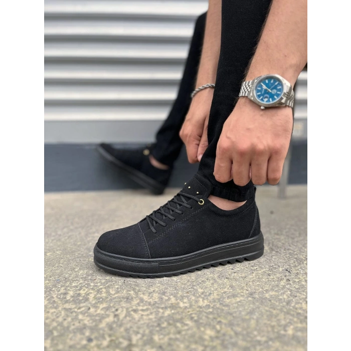 JY152 Cool Bağcıklı Süet Erkek Günlük Spor Klasik Ayakkabı SST - Siyah