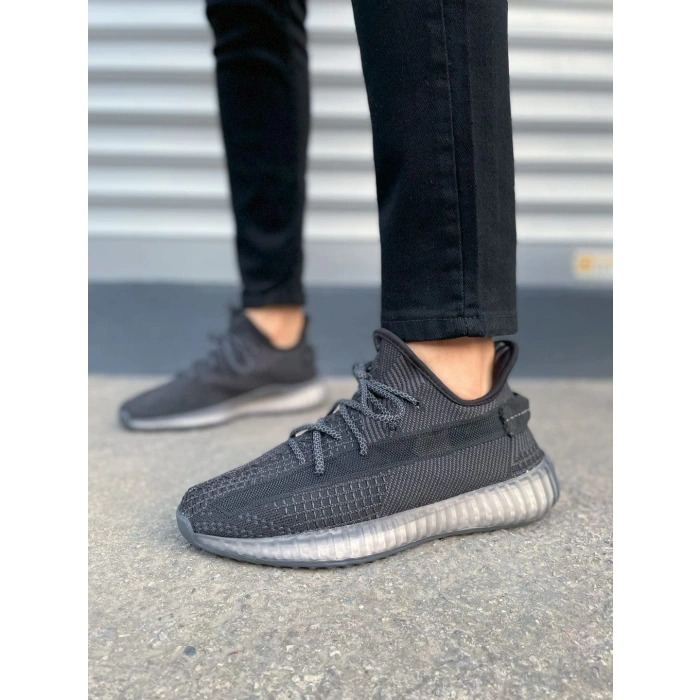 JY305 Pulse Bağcıklı Triko Kumaş Erkek Günlük Spor Ayakkabı TBT - Siyah