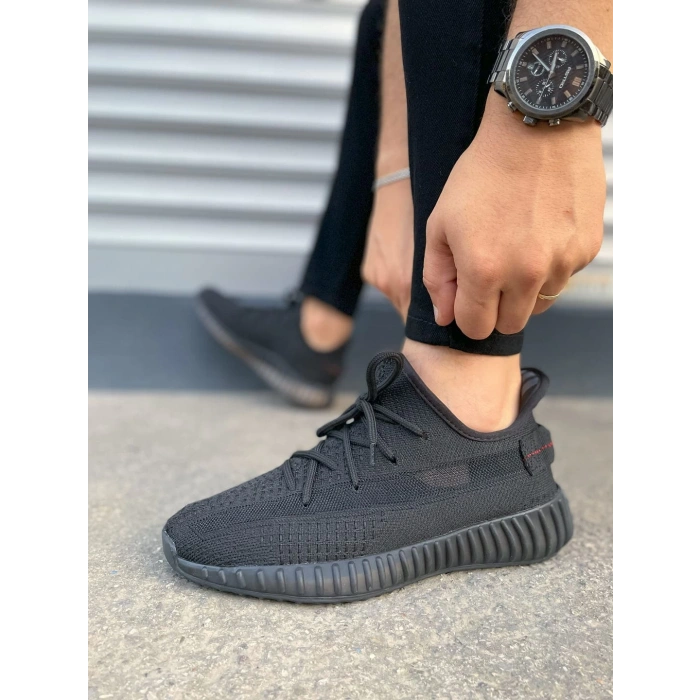 JY305 Pulse Bağcıklı Triko Kumaş Erkek Günlük Spor Ayakkabı TST - Siyah