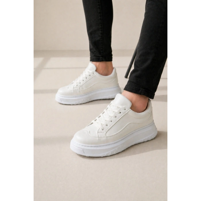 JY507 Alone Bağcıklı Cilt Erkek Günlük Sneaker Ayakkabı CBT Beyaz