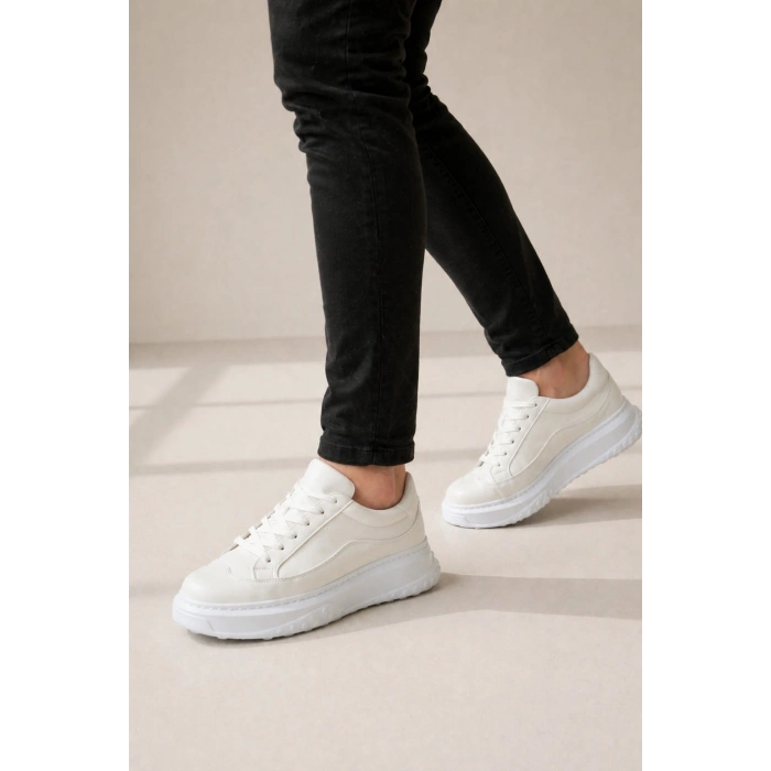 JY507 Alone Bağcıklı Cilt Erkek Günlük Sneaker Ayakkabı CBT Beyaz