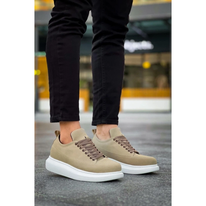 JY814 Axel Bağcıklı Süet Erkek Günlük Sneaker Ayakkabı SBT Krem