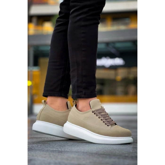 JY814 Axel Bağcıklı Süet Erkek Günlük Sneaker Ayakkabı SBT Krem