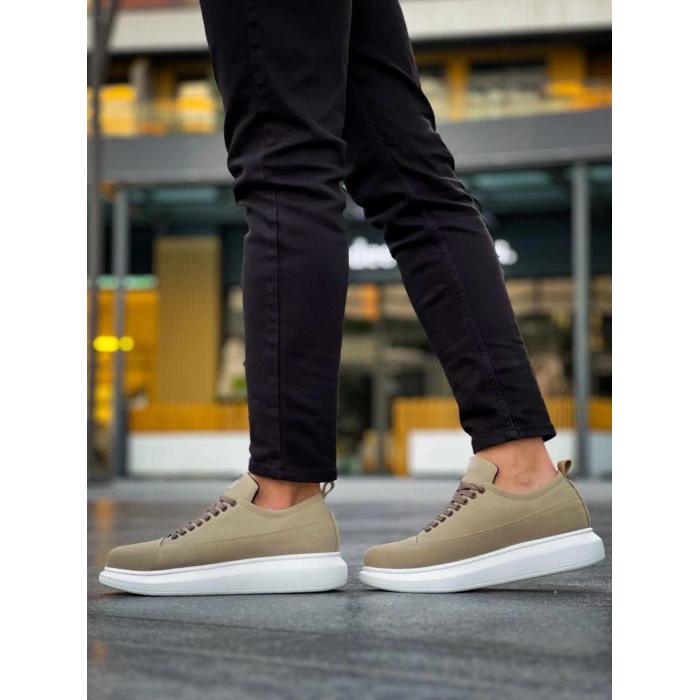 JY814 Axel Bağcıklı Süet Erkek Günlük Sneaker Ayakkabı SBT Krem
