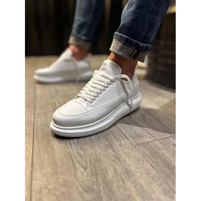 JY914 Drake Bağcıklı Cilt Erkek Günlük Sneaker Ayakkabı CBT Beyaz