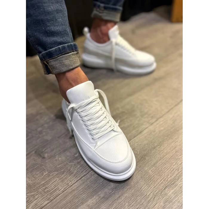 JY914 Drake Bağcıklı Cilt Erkek Günlük Sneaker Ayakkabı CBT Beyaz