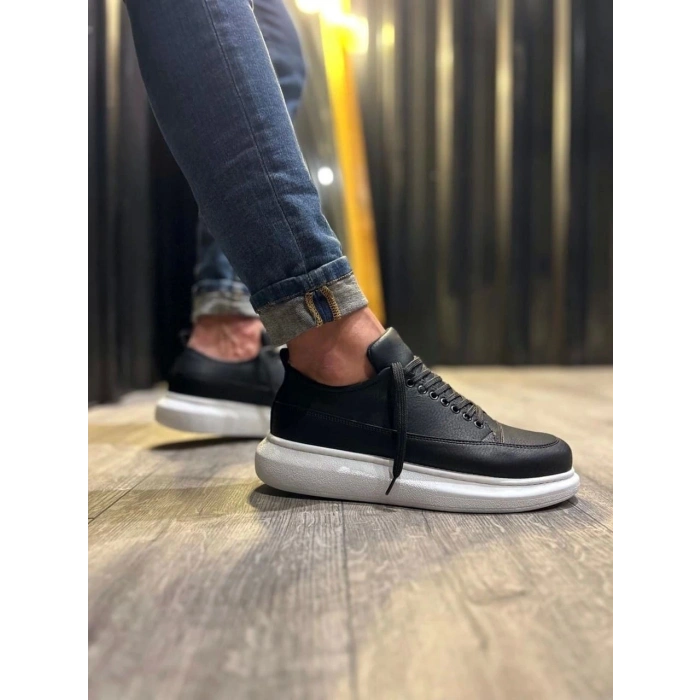 JY914 Drake Bağcıklı Cilt Erkek Günlük Sneaker Ayakkabı CBT Siyah