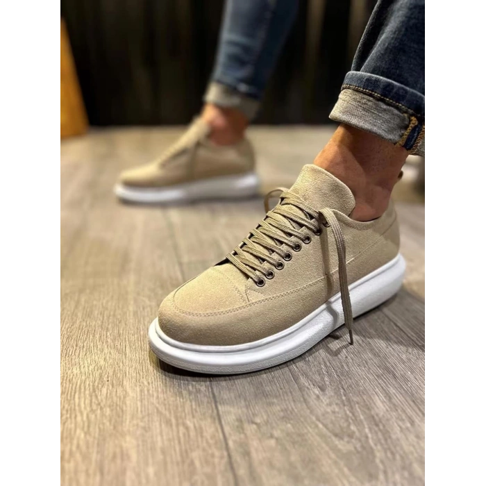 JY914 Drake Bağcıklı Süet Erkek Günlük Sneaker Ayakkabı SBT Krem