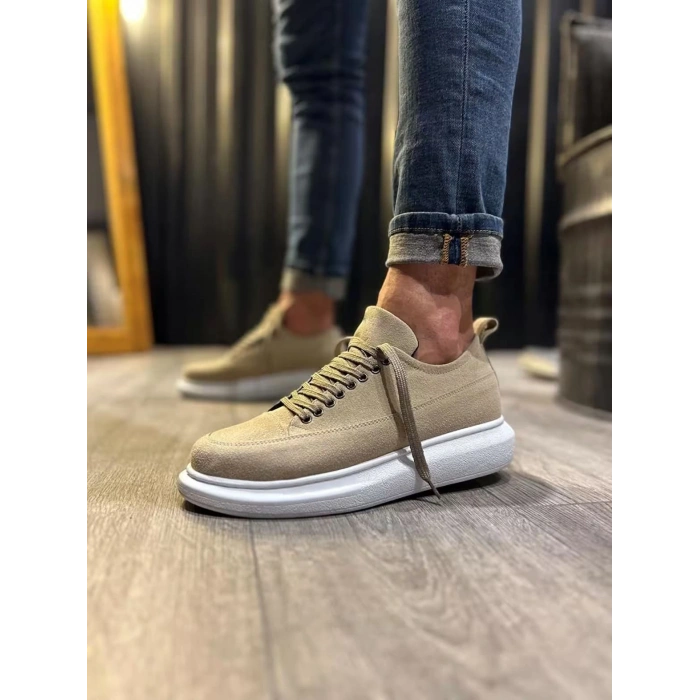 JY914 Drake Bağcıklı Süet Erkek Günlük Sneaker Ayakkabı SBT Krem