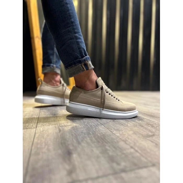 JY914 Drake Bağcıklı Süet Erkek Günlük Sneaker Ayakkabı SBT Krem