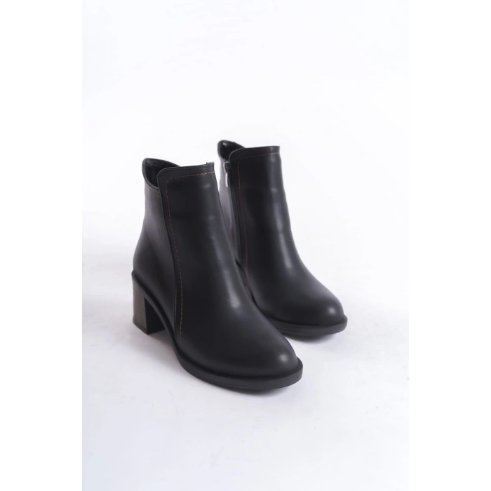 LARISSA Fermuarlı Ortopedik Taban Topuklu Kadın Bot  CST - Siyah