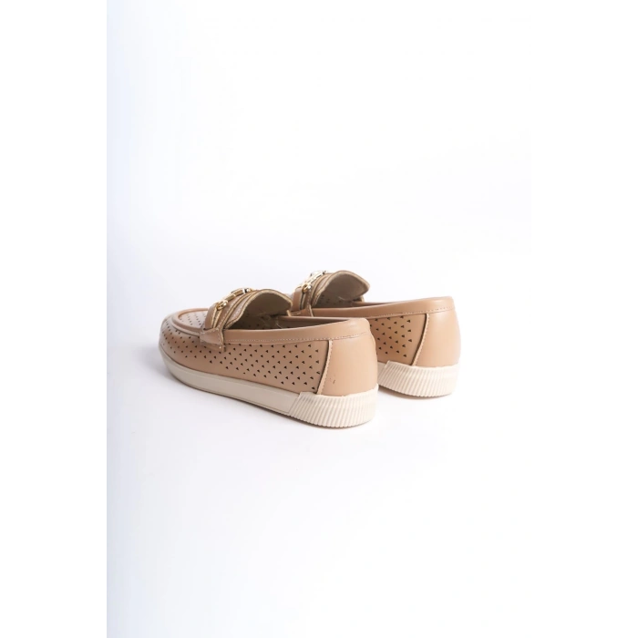 LILY Bağcıksız Ortopedik Rahat Taban Kalp Desenli Kadın Babet Ayakkabı CKT - Ten