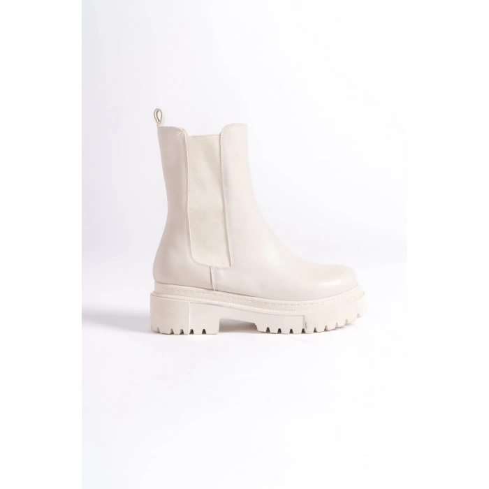 LORA Bağcıksız Lastikli Ortopedik Taban Kadın Bot  CKT - Krem