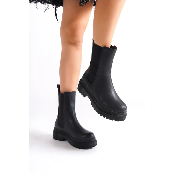 LORA Bağcıksız Lastikli Ortopedik Taban Kadın Bot CST - Siyah