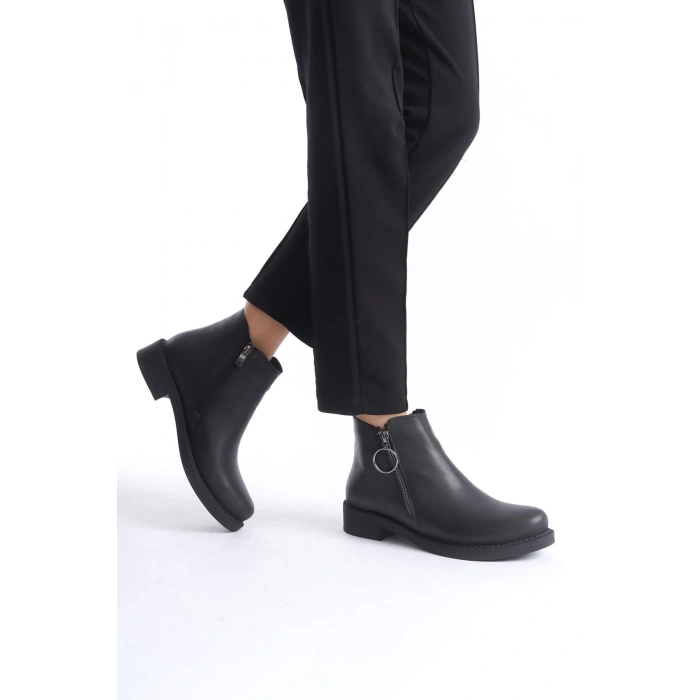 MARGARET Fermuarlı Ortopedik Taban Topuklu Kadın Bot - CST - Siyah