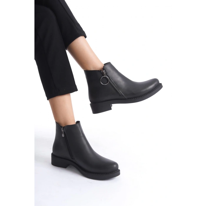 MARGARET Fermuarlı Ortopedik Taban Topuklu Kadın Bot - CST - Siyah