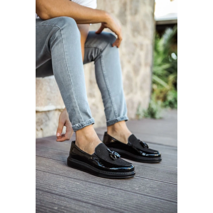 MN002 - RST Loafer Verniciata Erkek Ayakkabı SIYAH