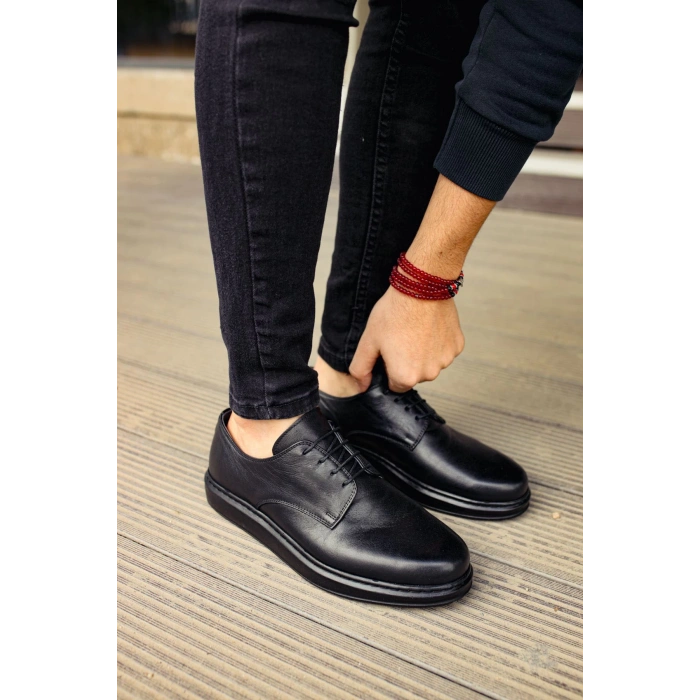 MN003 - DST Classica Pelle Di Cuoio Erkek Ayakkabı SIYAH