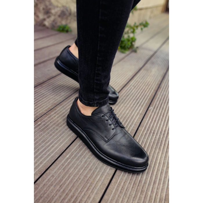 MN003 - DST Classica Pelle Di Cuoio Erkek Ayakkabı SIYAH