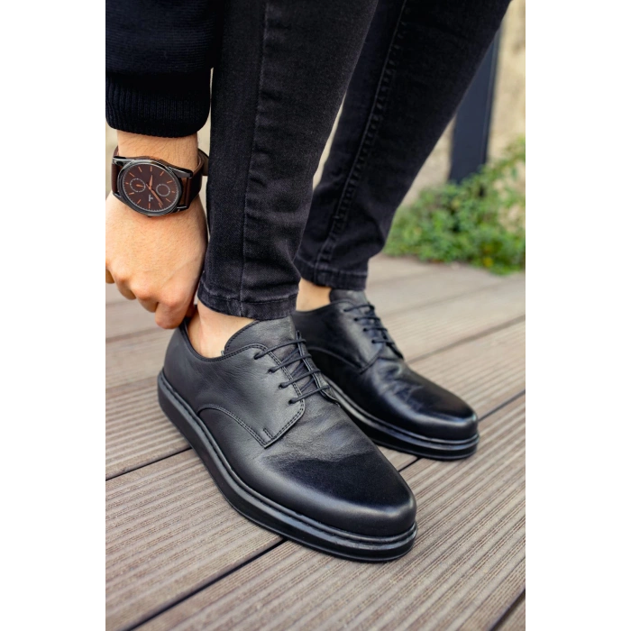 MN003 - DST Classica Pelle Di Cuoio Erkek Ayakkabı SIYAH